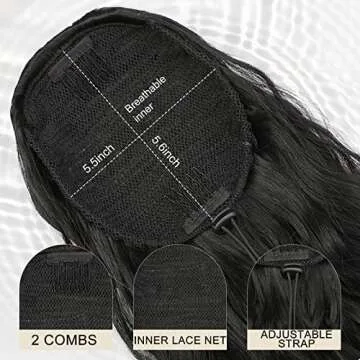 Lativ Ponytail Extension Long Curly Drawstring Ponytail Black Natural Looking Clip In Ponytail Hair Extension for Women Synthetic Heat Resistant Hairpieces for Daily Use 26 inches