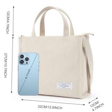 KALIDI Corduroy Tote Bag: Stylish Crossbody for Women