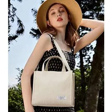 KALIDI Stylish Corduroy Tote Bag for Fashionable Women