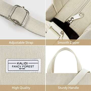 KALIDI Stylish Corduroy Tote Bag for Fashionable Women