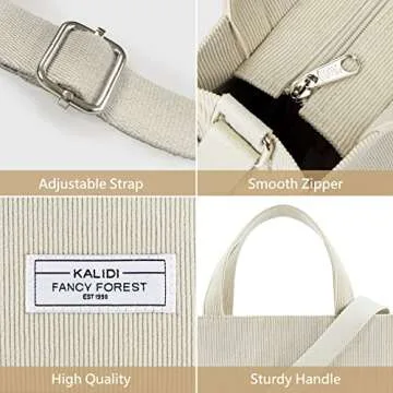 KALIDI Stylish Corduroy Tote Bag for Fashionable Women