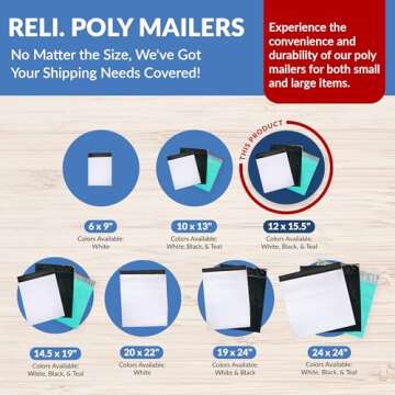 Reli. Poly Mailers 12x15.5 - 500 Durable Shipping Bags