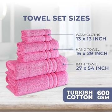 Hawmam Linen Pink 6 Piece Bath Towels Set for You