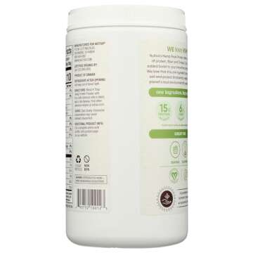 Nutiva Organic Cold-Pressed Raw Hemp Seed Protein Powder, Peak Protein, 16 Oz, USDA Organic, Non-GMO, Whole 30 Approved, Vegan, Gluten-Free & Keto, Plant Protein with Essential Amino Acids