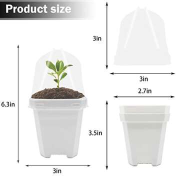PURPLE STAR 1N 30 PCS Plant Nursery Pots with Humidity Dome-Gardening Pots Small-Square Planting Con...