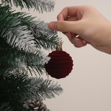 Senjie Velvet Christmas Ornaments Set - 20PCS Red Balls