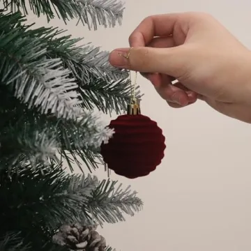 Senjie Velvet Christmas Ornaments Set - 20PCS Red Balls