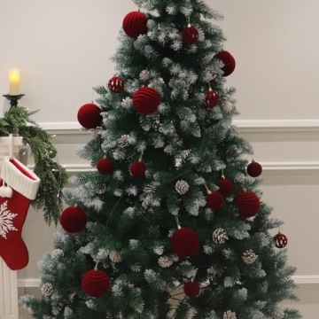 Senjie Velvet Christmas Ornaments Set - 20PCS Red Balls