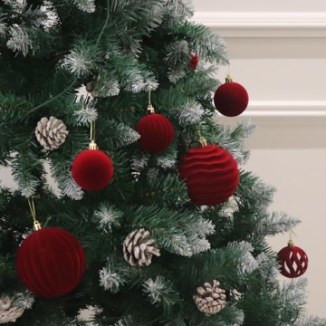 Senjie Velvet Christmas Ornaments Set - 20PCS Red Balls