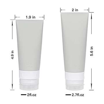 Portable Soft Silicone Travel bottles Set - 6 Pack Leakproof Silicone Travel Bottles,Cosmetic Toilet...