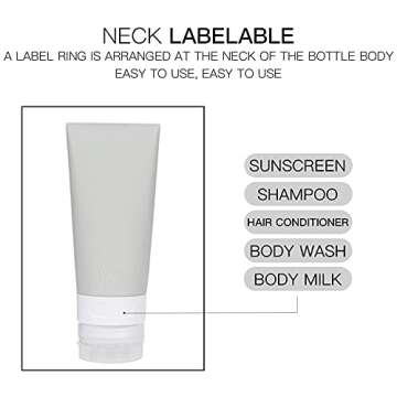 Portable Soft Silicone Travel bottles Set - 6 Pack Leakproof Silicone Travel Bottles,Cosmetic Toiletry Containers(Pink+Green+Grey)