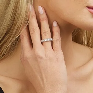 Barzel 3 Row Eternity Ring 18k White Gold Plated CZ Wedding Band