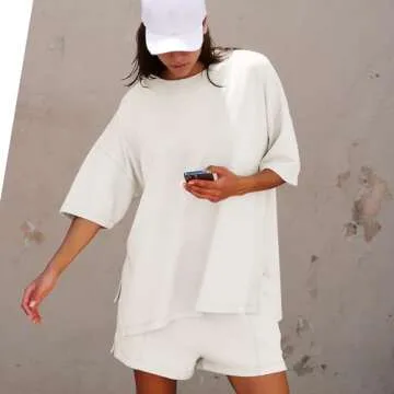 SeeLuNa Women Lounge Sets Short Sleeve Cute Tops Shorts Plus Size 2 Piece Outfits Summer Maternity Pj Set Cozy Lounge Wear(White,XS)