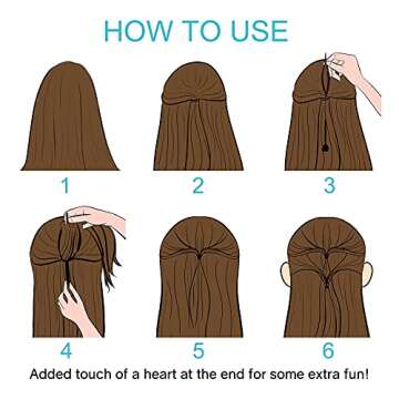 Hoyols 12pcs Quick Topsy Tail Hair Beader for Braiding Beads on Braids, Loop Threader and Braider for Kids Girls, Ponytail Hair Styling Maker Set of 12 - Black