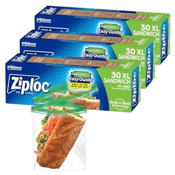 Ziploc XL Sandwich & Snack Bags - 90 Durable Storage Bags