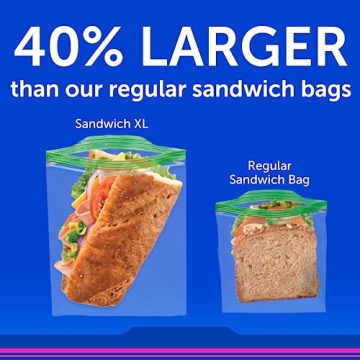 Ziploc XL Sandwich & Snack Bags - 90 Durable Storage Bags