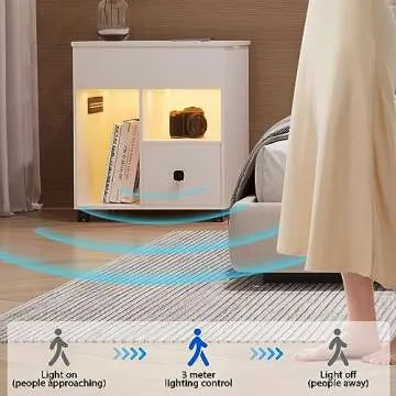 DNBSS LED Nightstand with Lift Top - Stylish and Functional