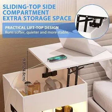 DNBSS LED Nightstand with Lift Top - Stylish and Functional