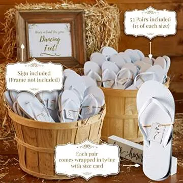 Orca Bulk Flip Flops For Wedding Guests - 52 Pack Comfortable Sandals (WHITE)