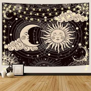 Wonrizon Mystic Sun and Moon Tapestry - Aesthetic Wall Decor for Bedrooms
