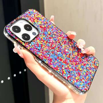 BANAILOA for iPhone 14 Pro Bling Case for Women,Glitter Girly Case with Diamond Rhinestones Shockpro...
