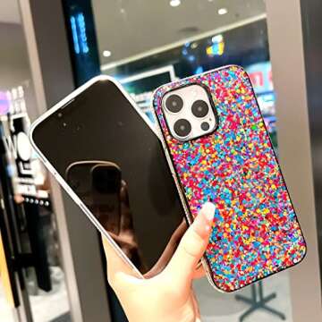 BANAILOA for iPhone 14 Pro Bling Case for Women,Glitter Girly Case with Diamond Rhinestones Shockproof Protective Hard Case Designed for [ONLY] iPhone 14 Pro - 6.1 inch (Round)