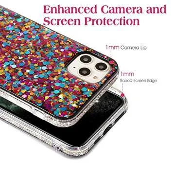 BANAILOA for iPhone 14 Pro Bling Case for Women,Glitter Girly Case with Diamond Rhinestones Shockproof Protective Hard Case Designed for [ONLY] iPhone 14 Pro - 6.1 inch (Round)
