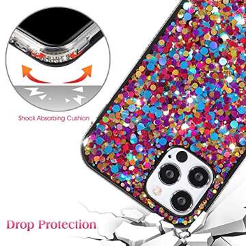 BANAILOA for iPhone 14 Pro Bling Case for Women,Glitter Girly Case with Diamond Rhinestones Shockproof Protective Hard Case Designed for [ONLY] iPhone 14 Pro - 6.1 inch (Round)