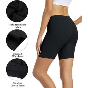 wirarpa Women's Cotton Boy Shorts Underwear Anti Chafing Soft Biker Short Long Leggings Plus Boy Shorts Panties Black 4 Pack Size M