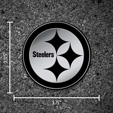 Rico Industries NFL Pittsburgh Steelers Chrome Finished Auto Emblem 3D Sticker, Silver