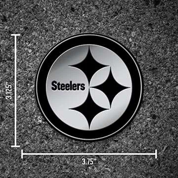 Rico Industries NFL Pittsburgh Steelers Chrome Finished Auto Emblem 3D Sticker, Silver