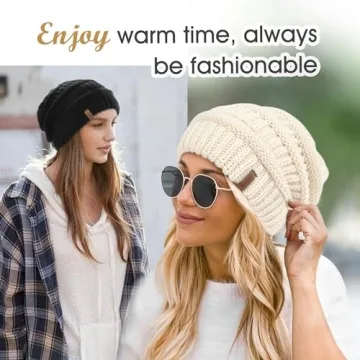FURTALK Fleece Lined Knit Beanie for Women