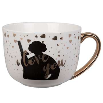 STAR WARS Princess Leia and Han Solo Coffee Latte Mug Set - I Love You, I Know - Cute Pinache Design - Great for Couples and Fans