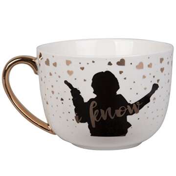 STAR WARS Princess Leia and Han Solo Coffee Latte Mug Set - I Love You, I Know - Cute Pinache Design - Great for Couples and Fans