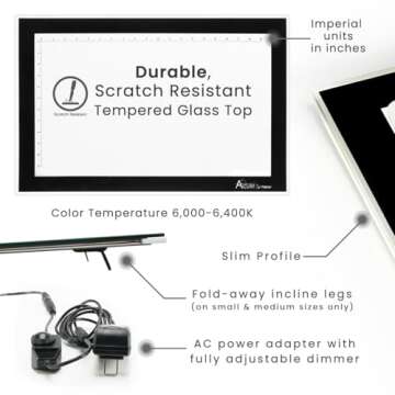 Acurit Artist Tracing Light Tablet - 8-5/8 x 11-7/8" - Art Drawing Tablets A4 - White/Black