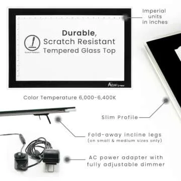 Acurit Artist Tracing Light Tablet - 8-5/8 x 11-7/8" - Art Drawing Tablets A4 - White/Black
