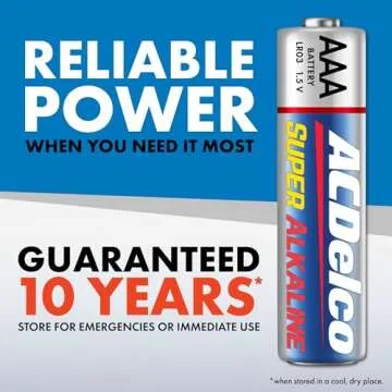 ACDelco 100-Count Triple AAA Batteries, Maximum Power Super Alkaline Battery, 10-Year Shelf Life, Reclosable Packaging