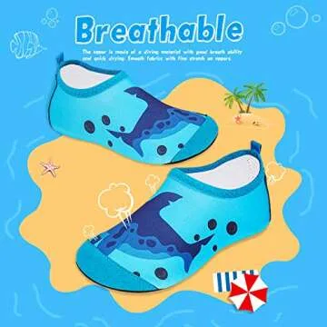 WateLves Kids Water Shoes Toddler Girls Boys Barefoot Non-Slip Quick Dry Aqua Socks for Beach Swim Walking (Deep Sea Shark, 24/25)