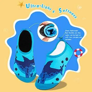 WateLves Kids Water Shoes Toddler Girls Boys Barefoot Non-Slip Quick Dry Aqua Socks for Beach Swim Walking (Deep Sea Shark, 24/25)