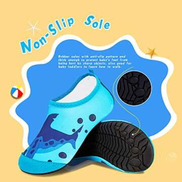 WateLves Kids Water Shoes Toddler Girls Boys Barefoot Non-Slip Quick Dry Aqua Socks for Beach Swim Walking (Deep Sea Shark, 24/25)