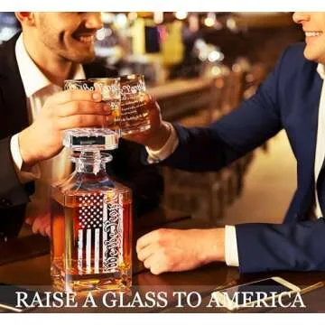 Whiskey Decanter Set for Men, We The People Decanter Set with Glasses, Engraved American Flag Decanter for Liquor Bourbon Gifts for Men Unique Birthday Father's Day Gifts for Men Dad