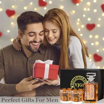 Whiskey Decanter Set for Men, We The People Decanter Set with Glasses, Engraved American Flag Decanter for Liquor Bourbon Gifts for Men Unique Birthday Father's Day Gifts for Men Dad