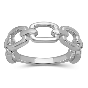 JEWELEXCESS Sterling Silver Link Friendship Ring | Stylish Dainty Silver Ring for Women