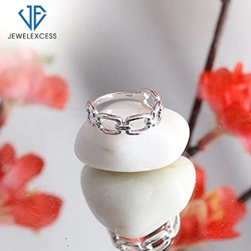 Elegant JEWELEXCESS Sterling Silver Link Friendship Ring