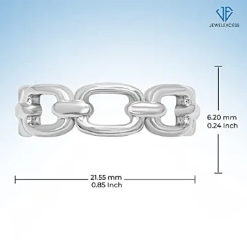 Elegant JEWELEXCESS Sterling Silver Link Friendship Ring