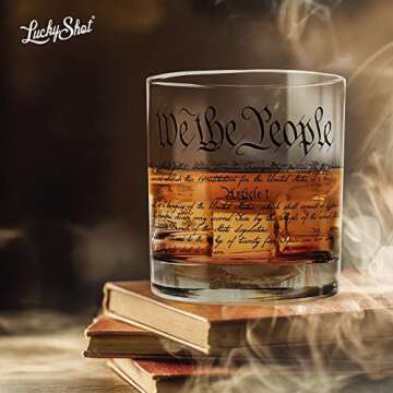 Lucky Shot - We The People Whiskey Glass | United States Constitution | America USA Patriotic Wine Glass Gift | Political Republicans Patriotic Glass - Set of 2 (11 oz)