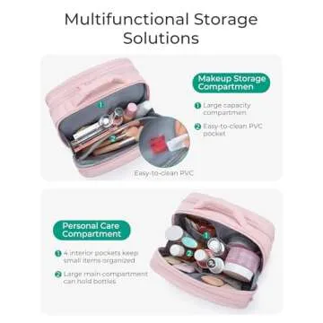 BAGSMART Toiletry Bag for Women, Travel Makeup Bag, Wide-open Portable Make Up Bag Organizer for Women for Travel Essentials Travel-Size Toiletries Accessories Bottles, Brushes, Pink