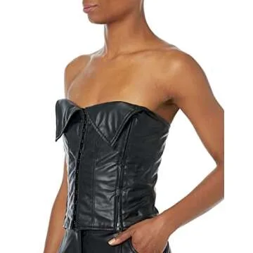 The Drop Romeo Hunte x Women's Black Faux Leather Corset, S