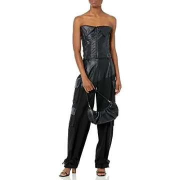 The Drop Romeo Hunte x Women's Black Faux Leather Corset, S