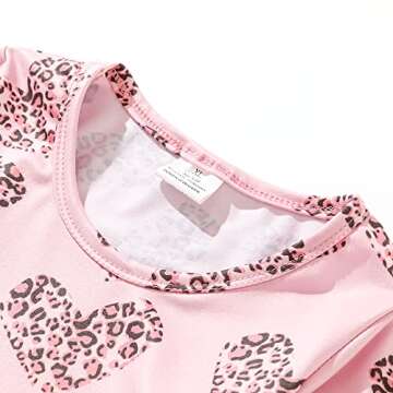 Toddler Kids Girls Valentine's Day Twirl Pink Red Dress Love and Heart Long Sleeve Dresses 5-6Y